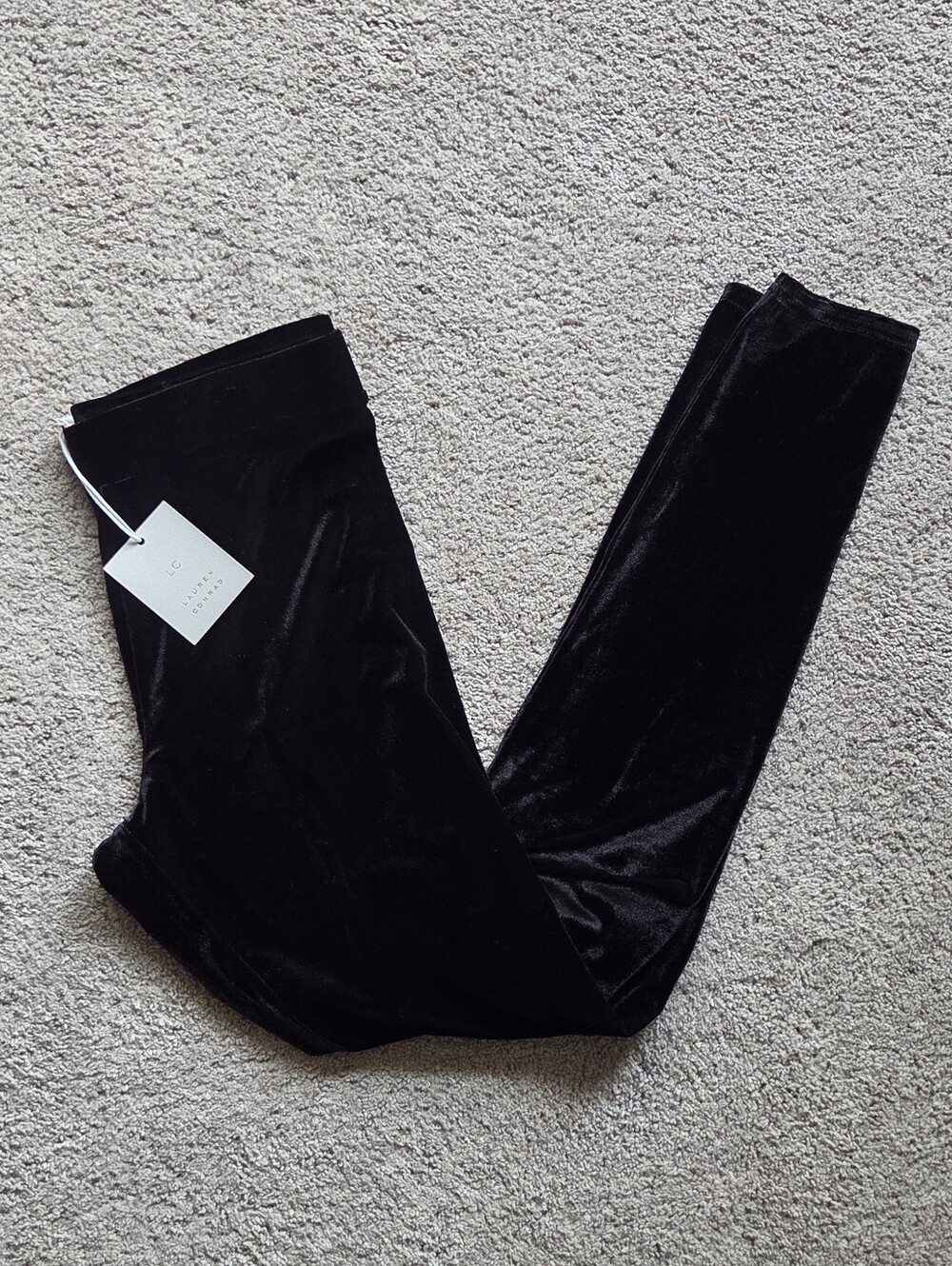 NWT Lauren Conrad Women's Black Velvet Leggings, Size M Whimsigoth Grunge Goth